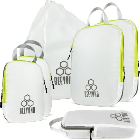 Beeyond Compression Packing Cubes Set - 6 Pieces for Travel and Luggage Organization, Includes Large & Small Cubes, Accessories Bag, and Laundry Bag