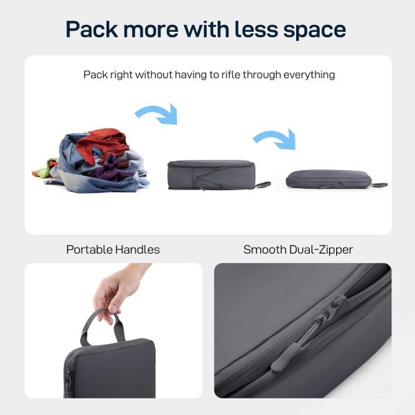 EPICKA 4 Set Ultra-Lightweight Compression Packing Cubes - Water Resistant Durable Travel Organizers Bags, Expandable Travel Accessories for Carry on, Luggage, Suitcase, Backpack (Dark Grey) - Image 4