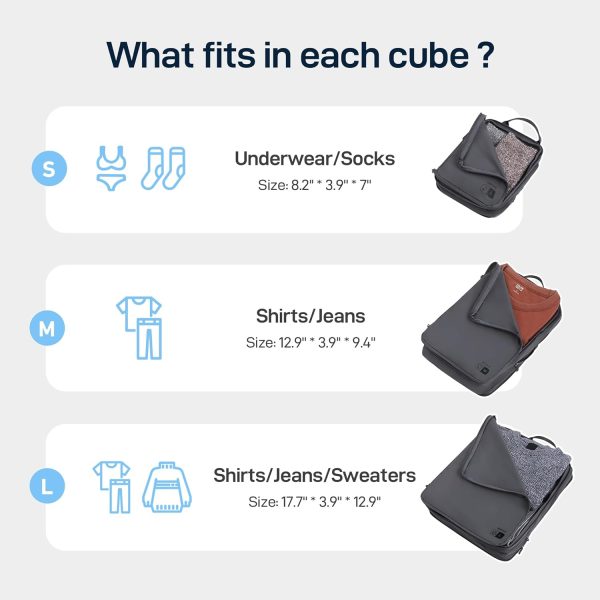 EPICKA 4 Set Ultra-Lightweight Compression Packing Cubes - Water Resistant Durable Travel Organizers Bags, Expandable Travel Accessories for Carry on, Luggage, Suitcase, Backpack (Dark Grey) - Image 6